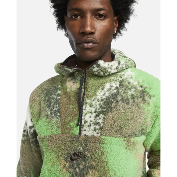 Nike NSW Sherpa Sport Essentials+ 1/2 Zip Hoodie Fleece DD5009-362 green Men's S - Picture 3 of 11